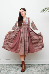 Vintage 1970's Indian Block Kaftan Dress