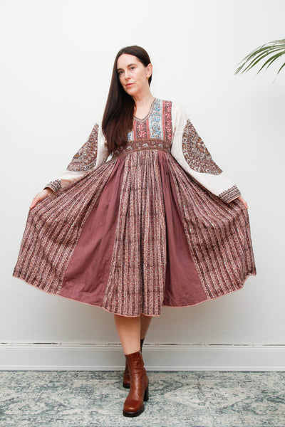 Vintage 1970's Indian Block Kaftan Dress