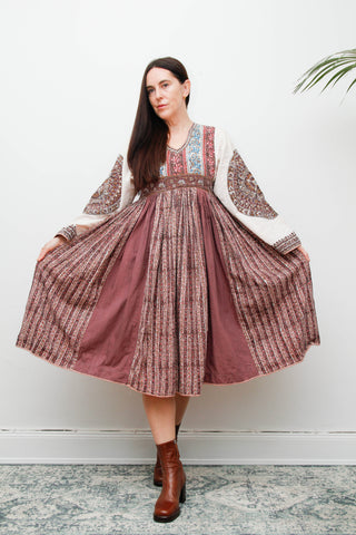 Vintage 1970's Indian Block Kaftan Dress