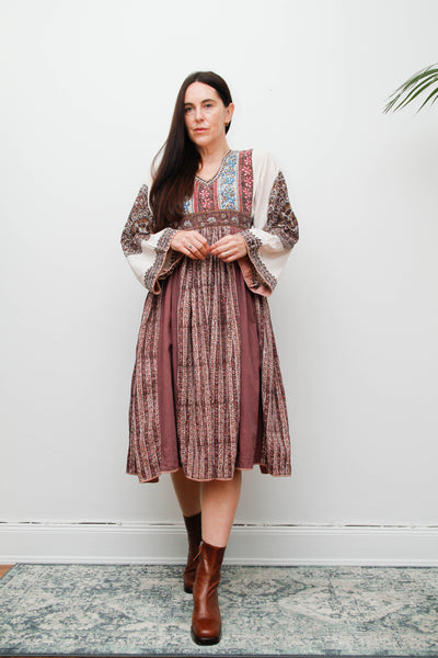 Vintage 1970's Indian Block Kaftan Dress