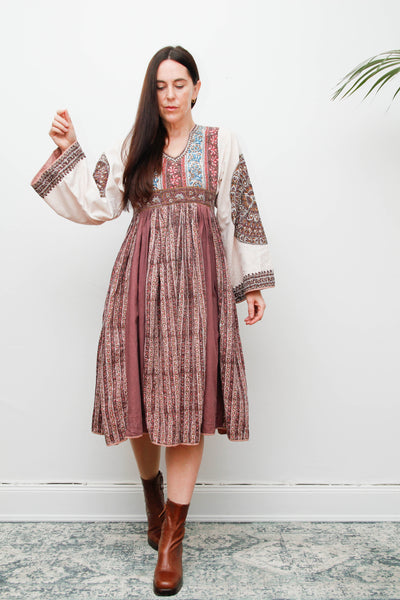 Vintage 1970's Indian Block Kaftan Dress