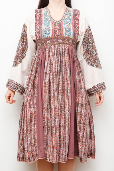 Vintage 1970's Indian Block Kaftan Dress