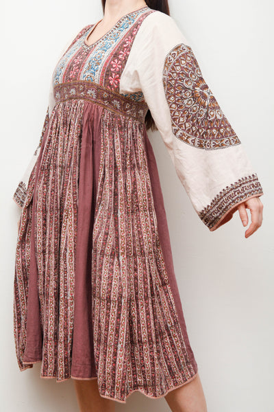 Vintage 1970's Indian Block Kaftan Dress
