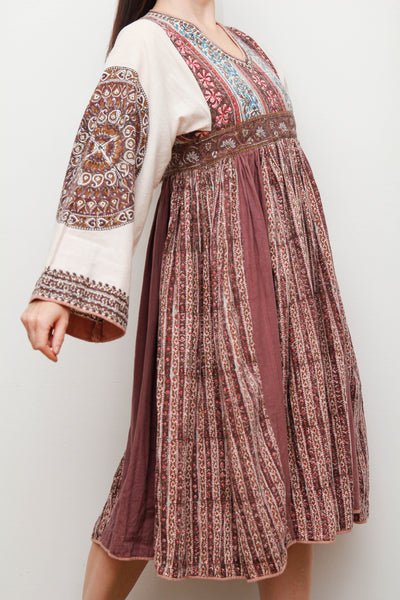 Vintage 1970's Indian Block Kaftan Dress