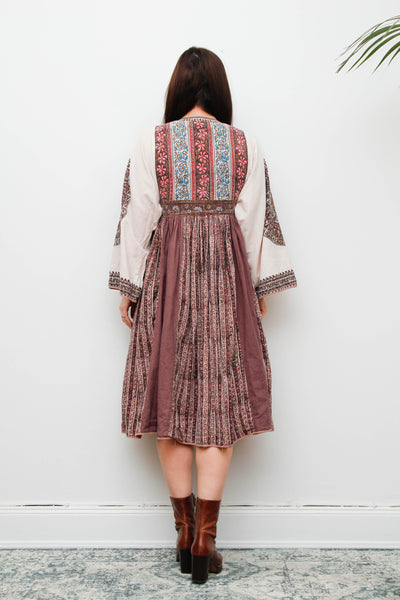Vintage 1970's Indian Block Kaftan Dress