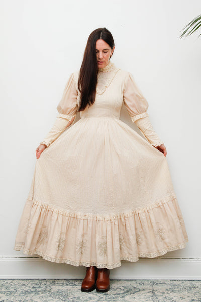 Original Mexican Bohemian Maxi Dress – Blush Cotton with Lace
