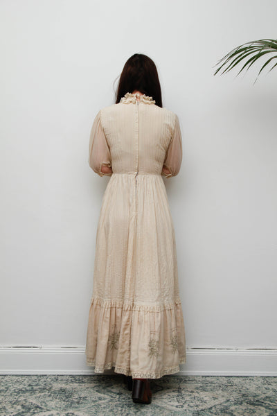 Original Mexican Bohemian Maxi Dress – Blush Cotton with Lace