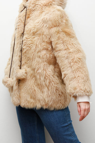 1970's Cream Lamb Shearling Fluffy Sheepskin Coat