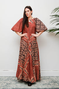 Rare 1970s Indian Cotton Block Print Kaftan Maxi Dress – Bohemian Vintage