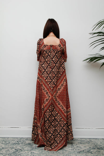 Rare 1970s Indian Cotton Block Print Kaftan Maxi Dress – Bohemian Vintage