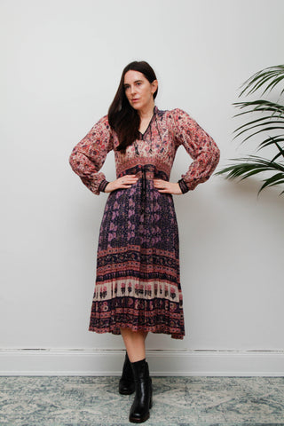 Rare Vintage Indian Cotton Gauze Dress – Pink & Purple Floral