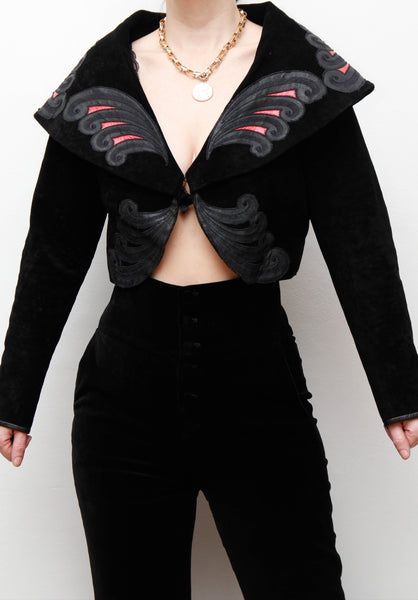 Miranda Holland 100% Suede Jacket – Avant-Garde 1970s–80s Designer