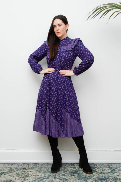 Vintage Gothic Bohemian Purple Prairie Dress with Frills