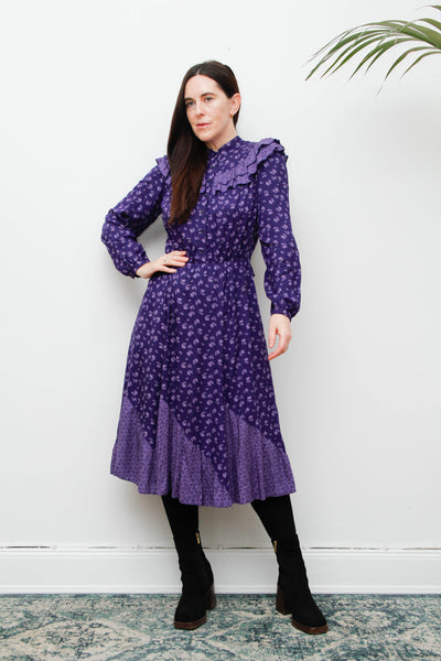 Vintage Gothic Bohemian Purple Prairie Dress with Frills