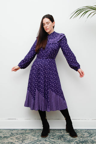 Vintage Gothic Bohemian Purple Prairie Dress with Frills