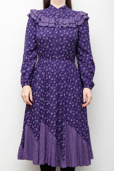 Vintage Gothic Bohemian Purple Prairie Dress with Frills