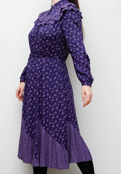 Vintage Gothic Bohemian Purple Prairie Dress with Frills