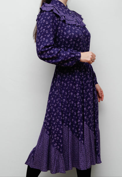 Vintage Gothic Bohemian Purple Prairie Dress with Frills