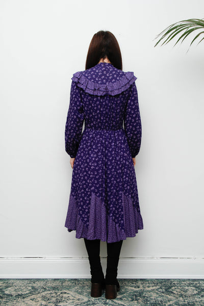 Vintage Gothic Bohemian Purple Prairie Dress with Frills