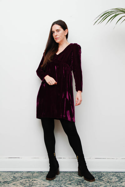 Rare 1960's Lorrie Deb Purple Magenta Velvet Mini Dress – Gothic Statement