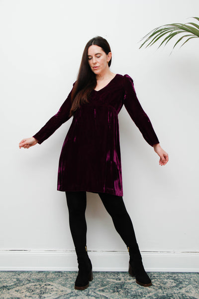 Rare 1960's Lorrie Deb Purple Magenta Velvet Mini Dress – Gothic Statement