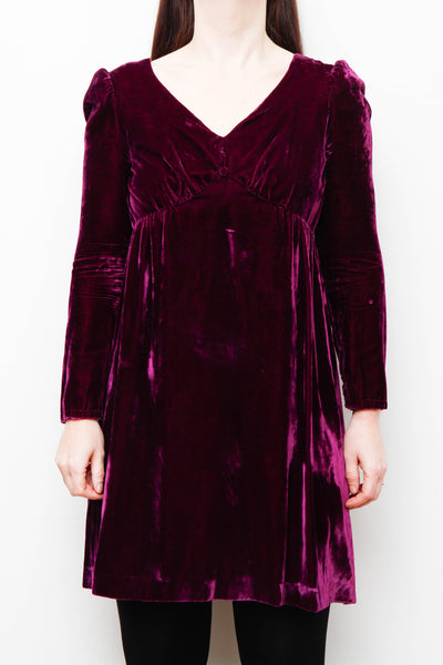 Rare 1960's Lorrie Deb Purple Magenta Velvet Mini Dress – Gothic Statement