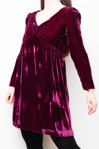 Rare 1960's Lorrie Deb Purple Magenta Velvet Mini Dress – Gothic Statement
