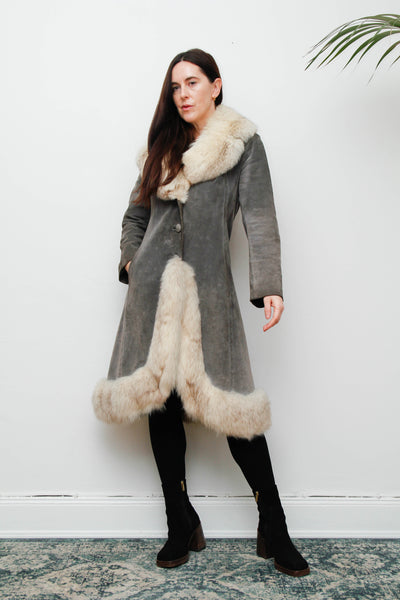 Rare Grey Suede & Silver Fox Fur Coat – Penny Lane Vintage Outerwear