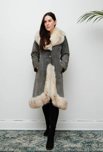 Rare Grey Suede & Silver Fox Fur Coat – Penny Lane Vintage Outerwear
