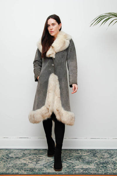 Rare Grey Suede & Silver Fox Fur Coat – Penny Lane Vintage Outerwear