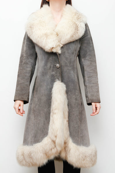 Rare Grey Suede & Silver Fox Fur Coat – Penny Lane Vintage Outerwear