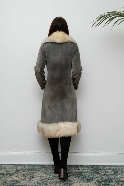 Rare Grey Suede & Silver Fox Fur Coat – Penny Lane Vintage Outerwear