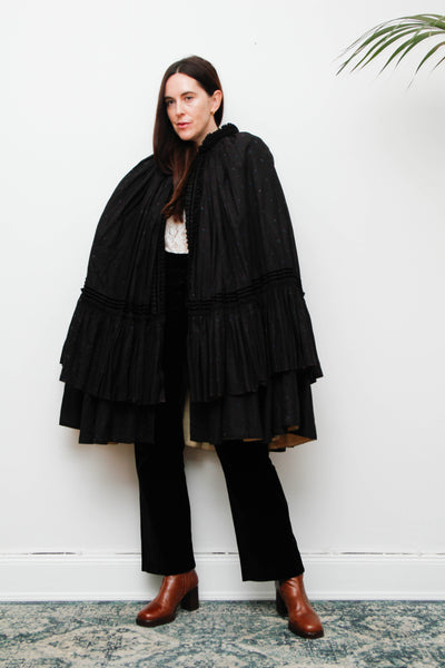 Antique 1800s Floral Taffeta Cape – Rare Victorian Maxi Cloak