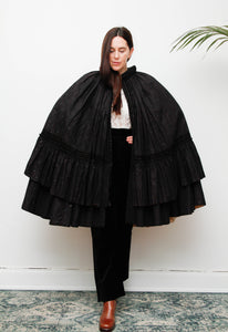 Antique 1800s Floral Taffeta Cape – Rare Victorian Maxi Cloak