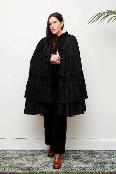 Antique 1800s Floral Taffeta Cape – Rare Victorian Maxi Cloak