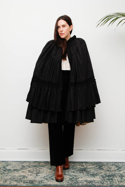 Antique 1800s Floral Taffeta Cape – Rare Victorian Maxi Cloak