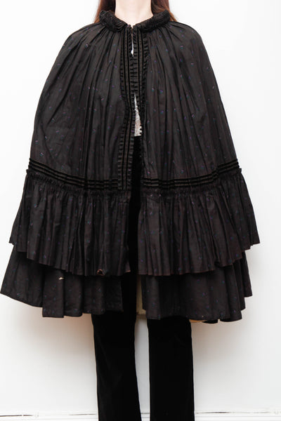 Antique 1800s Floral Taffeta Cape – Rare Victorian Maxi Cloak