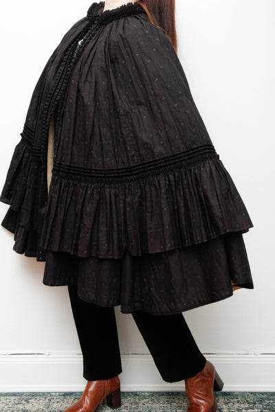 Antique 1800s Floral Taffeta Cape – Rare Victorian Maxi Cloak