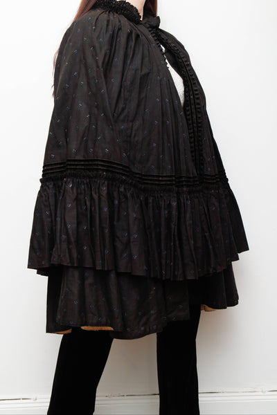 Antique 1800s Floral Taffeta Cape – Rare Victorian Maxi Cloak