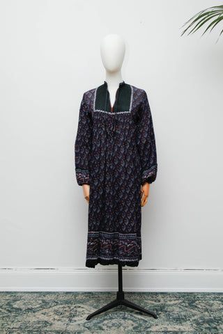 Vintage Bohemian Gothic Indian Cotton Maxi Dress