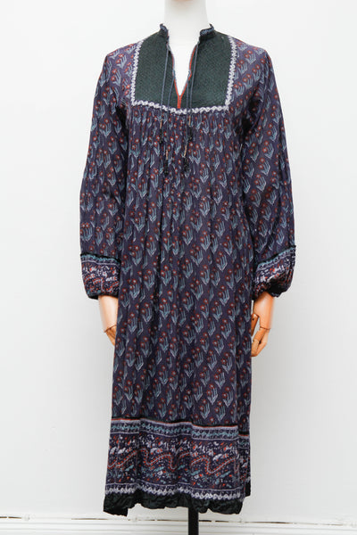 Vintage Bohemian Gothic Indian Cotton Maxi Dress