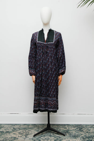 Vintage Bohemian Gothic Indian Cotton Maxi Dress