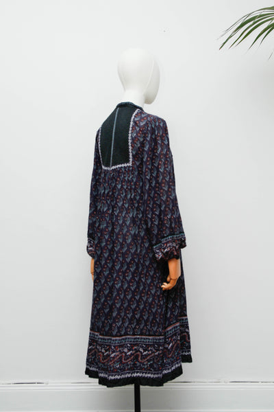 Vintage Bohemian Gothic Indian Cotton Maxi Dress