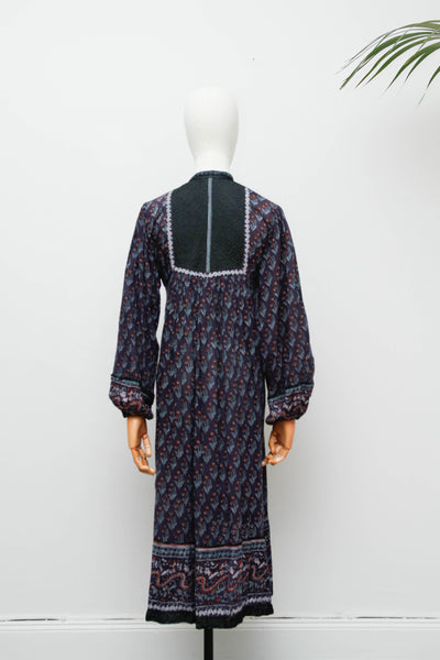 Vintage Bohemian Gothic Indian Cotton Maxi Dress