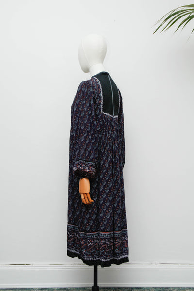 Vintage Bohemian Gothic Indian Cotton Maxi Dress