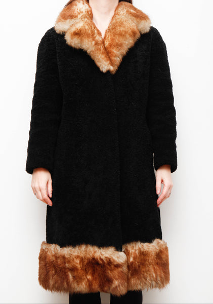 Stunning 1970s Black Sheepskin Coat – Gothic Bohemian Maxi- Penny Lane