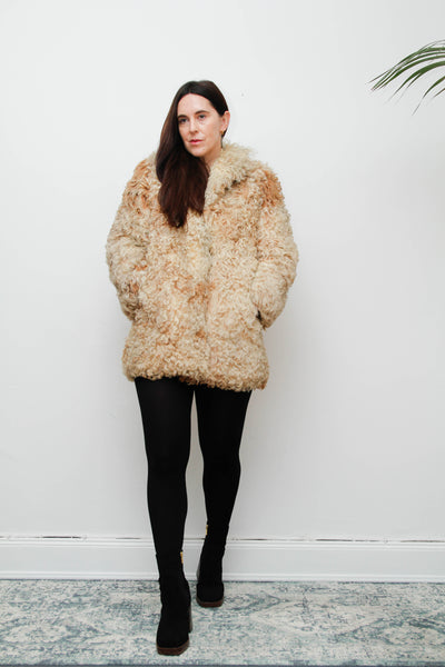 Vintage 1970s Mongolian Sheepskin Coat – Rare Statement Piece