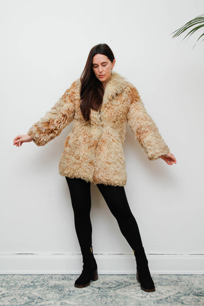 Vintage 1970s Mongolian Sheepskin Coat – Rare Statement Piece