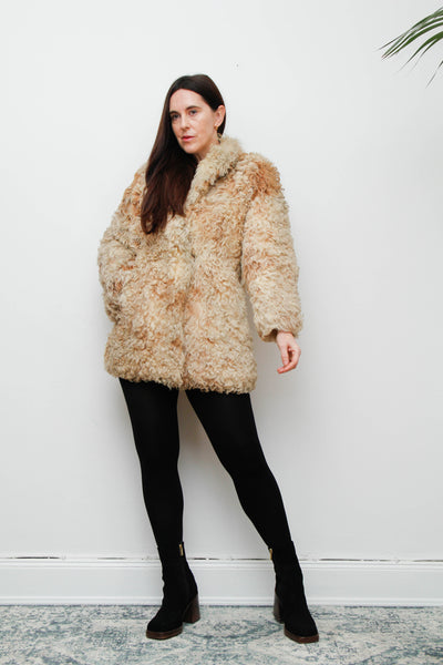 Vintage 1970s Mongolian Sheepskin Coat – Rare Statement Piece