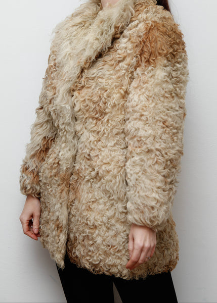 Vintage 1970s Mongolian Sheepskin Coat – Rare Statement Piece